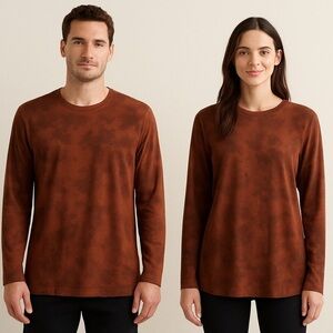 Lululemon Ashta LS Brown Lt Weight Tie Dye Brown Pima Cotton Lyocell Lycra XL